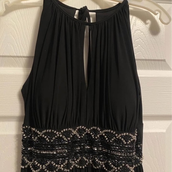 R&M Richards Womens Long Beaded Waist Gown Prom Dress Black Size 6 - Picture 7 of 7